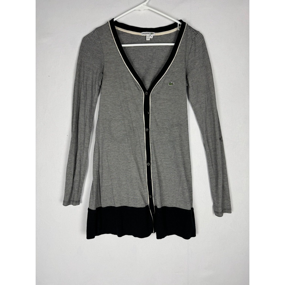 Lacoster Sweater Womens XXS Striped Cardigan Button Up Preppy V neck